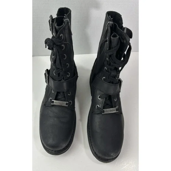Harley Davidson Ranger 8” Black Leather Zip Lace Buckle Motorcycle Boot Mens 9 M - Picture 15 of 16